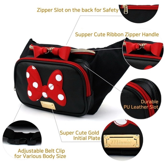 Minnie Mouse Black and Red Polka Dot fanny pack - Picture 3 of 8